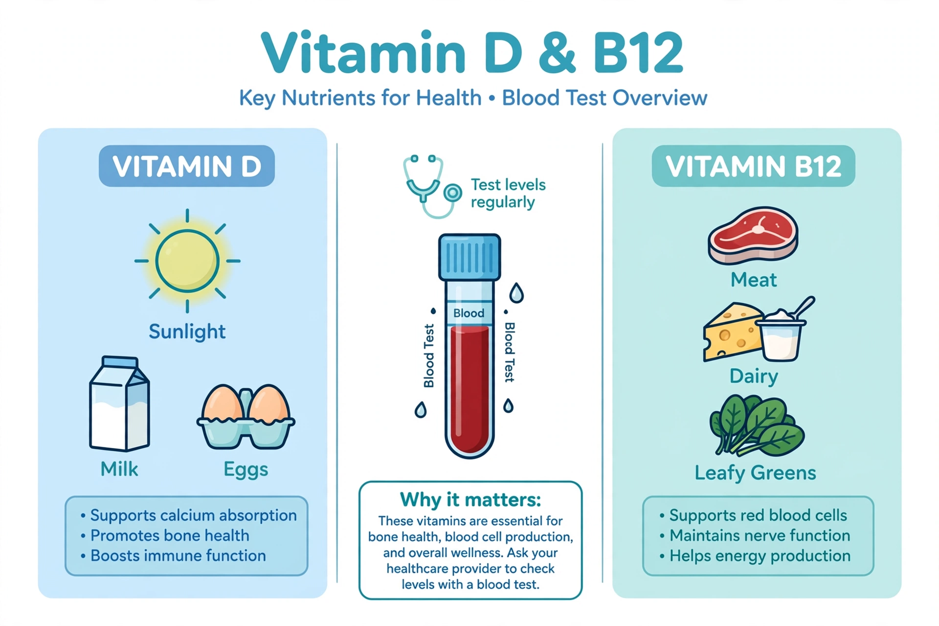 Vitamin D and B12 deficiency infographic